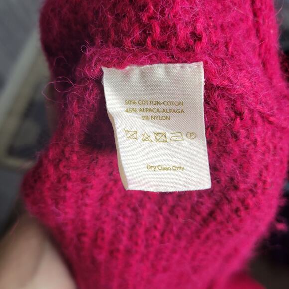 Free People Oversized Pink Cotton Alpaca Blend High Low Sweater Womens Size XS - Picture 5 of 5